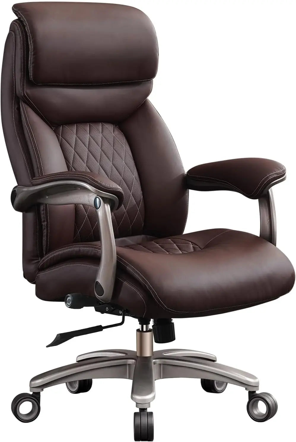 Big and Tall Office Chair with 5D Flip Arms, 600LBS PU Leather Executive Chair, Adjustable Lumbar Support 3'' Double Space Wheel