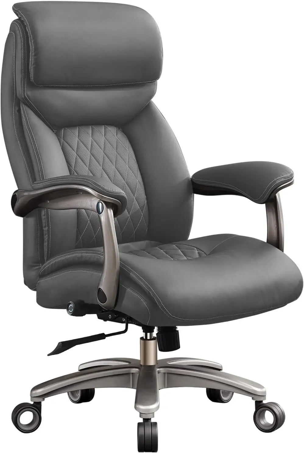 Big and Tall Office Chair with 5D Flip Arms, 600LBS PU Leather Executive Chair, Adjustable Lumbar Support 3'' Double Space Wheel