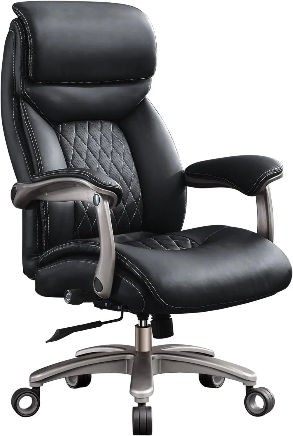 Big and Tall Office Chair with 5D Flip Arms, 600LBS PU Leather Executive Chair, Adjustable Lumbar Support 3'' Double Space Wheel